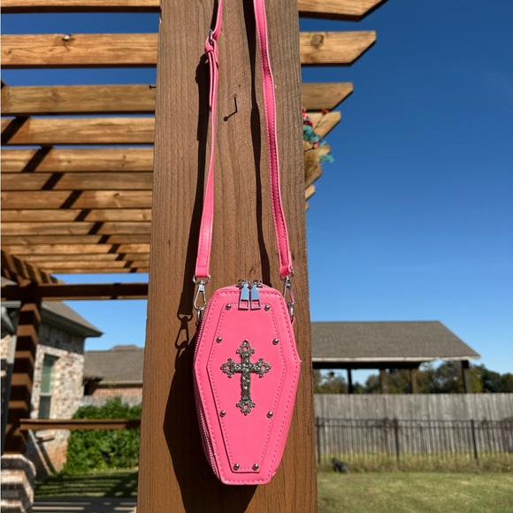 unbranded Handbags - NWOT! Pink Coffin Crossbody Bag with Silver Cross Big enough for a IPhone